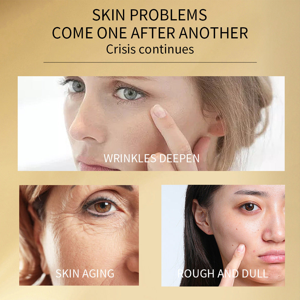 24K Gold Anti-Aging Anti-Wrinkle Face Serum with 99.9% Pure Gold Nicotinamide Liquid, 30ml dropper bottle and packaging