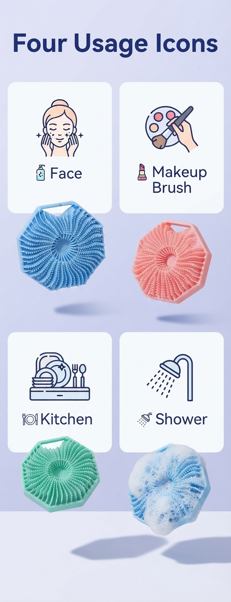 4-in-1 Silicone Facial Cleansing Brush - Features and Usage