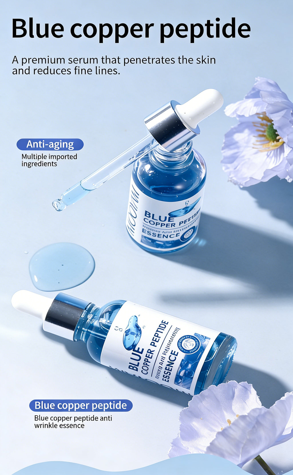 Professional Copper Peptide Serum Anti Aging Firming Face Essence for Wrinkles Fine Lines