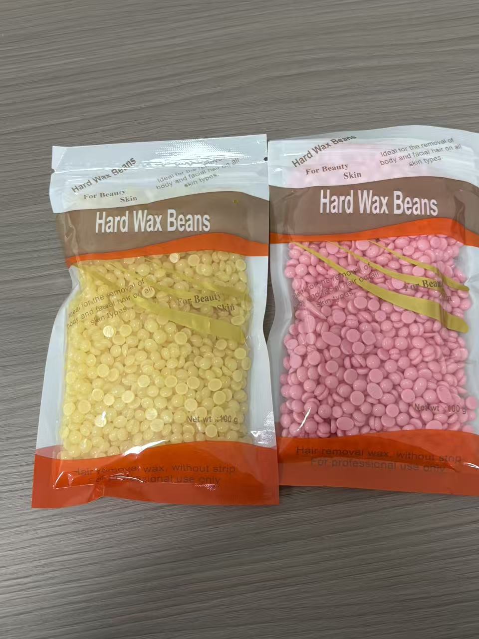 Hard wax beans for body and facial hair removal in 10 scents: Chocolate, Black, Lavender, Chamomile, Cream/Milk, Honey, Tea Tree, Aloe Vera, Rose, Strawberry – suitable for all skin types