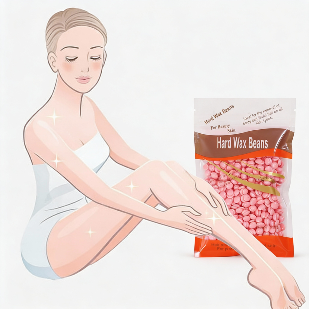 Hard wax beans for body and facial hair removal in 10 scents: Chocolate, Black, Lavender, Chamomile, Cream/Milk, Honey, Tea Tree, Aloe Vera, Rose, Strawberry – suitable for all skin types