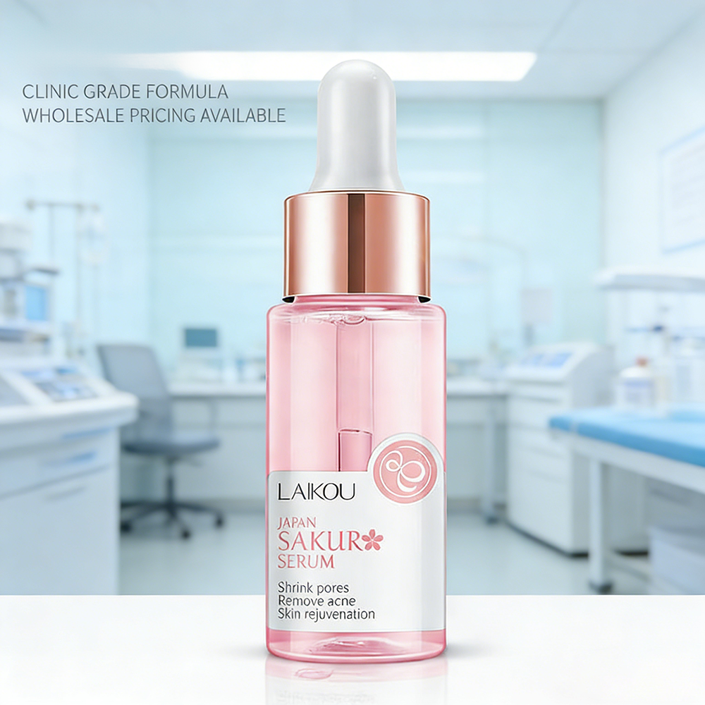 LAIKOU Japan Sakura Serum in pink dropper bottle – shrinks pores, removes acne, skin rejuvenation