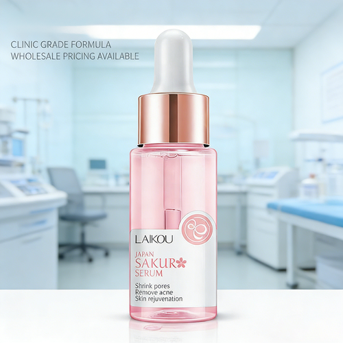LAIKOU Japan Sakura Serum in pink dropper bottle – shrinks pores, removes acne, skin rejuvenation