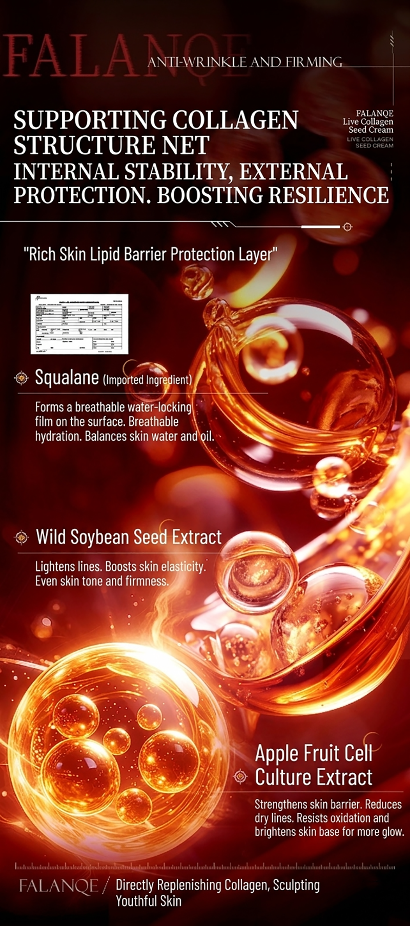 6D Collagen Seed Cream Firming Moisturizing Hydrating Face Cream Squalane Skin Nourishing Plumping Cream All Skin Types