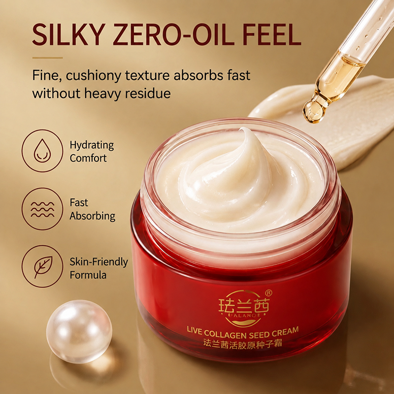 Woman applying Live Collagen Sleep Cream to her face – daily hydration and comfort for busy mornings and late nights