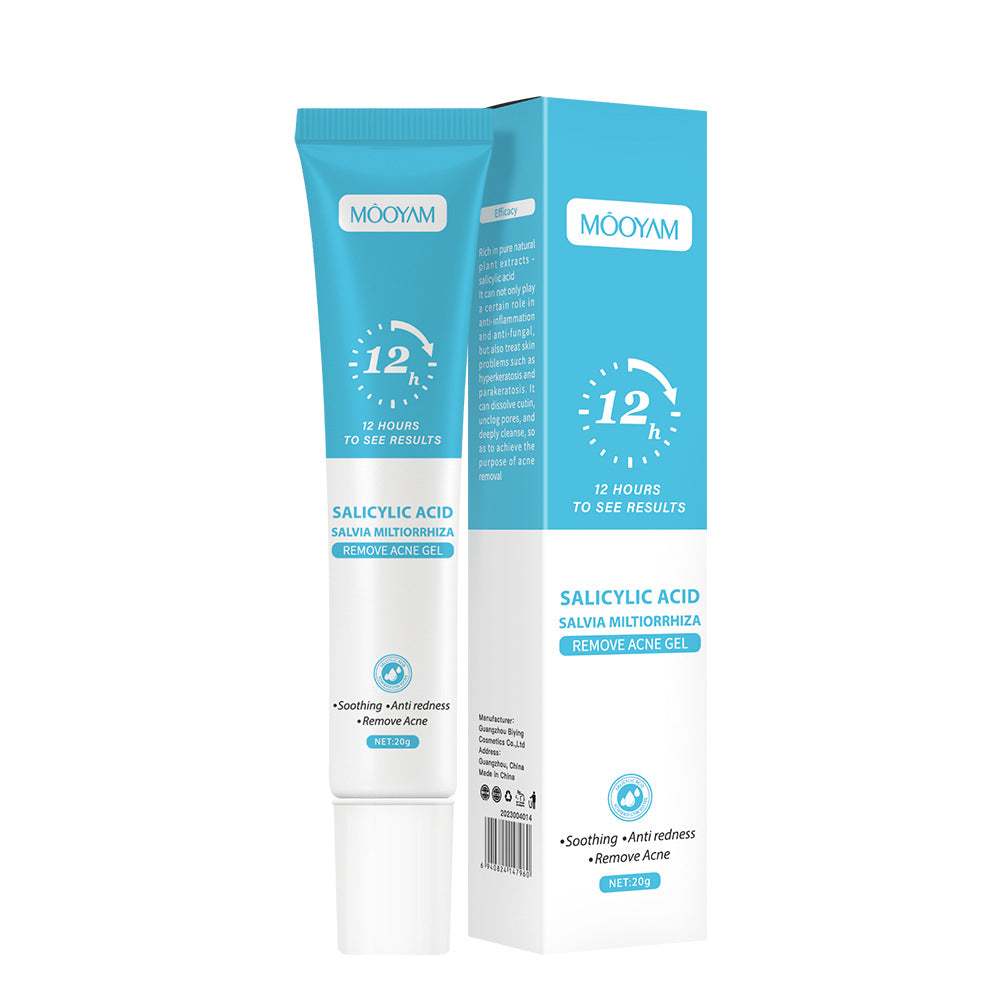 MOOYAM Salicylic Acid & Salvia Miltiorrhiza Remove Acne Gel 20g – soothes redness, removes acne, results in 12 hours, tube and box packaging