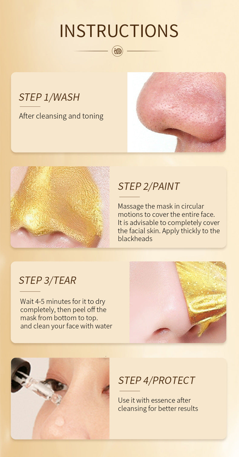 Peel Mask Anti Aging Gold Foil Snail Mucin Pore Cleaner Blackhead Remover for Oily Skin Deep Cleansing Treatment