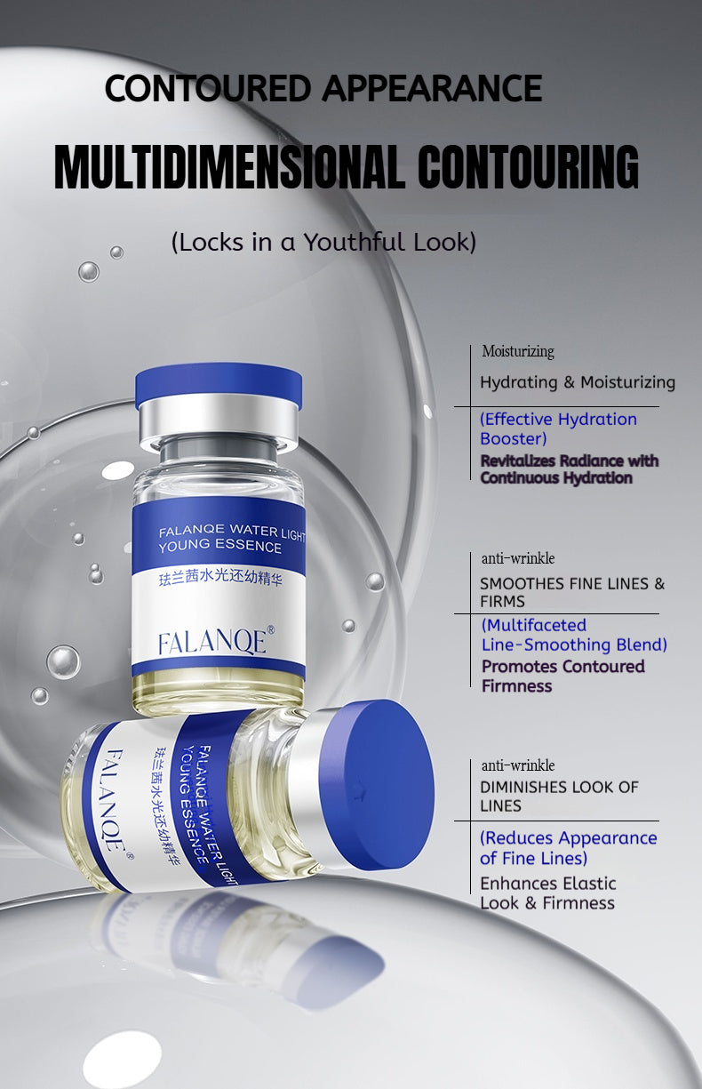 FALANQE Multi-Effect Hydrating Blue Vial Korean Skincare Lightweight Essence – Revitalizing, Smoothing & Anti-Aging Face Serum (10 Vials × 5g)
