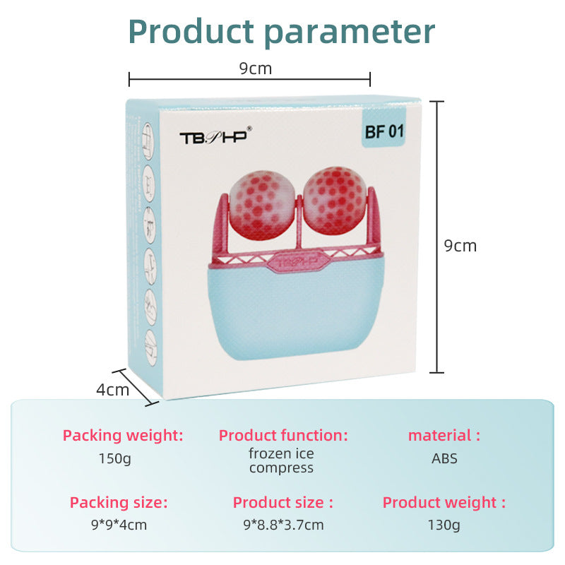TBZHP BF01 frozen ice compress facial roller with dual massage balls, ABS material, 130g, product size 9x8.8x3.7cm