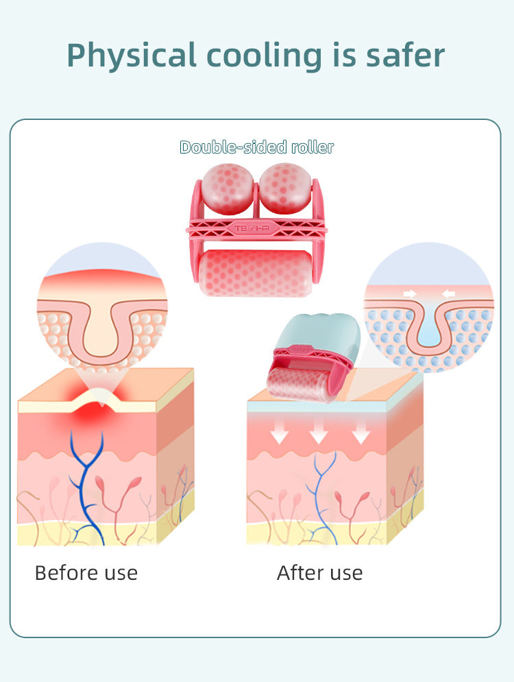 TBZHP BF01 frozen ice compress facial roller with dual massage balls, ABS material, 130g, product size 9x8.8x3.7cm