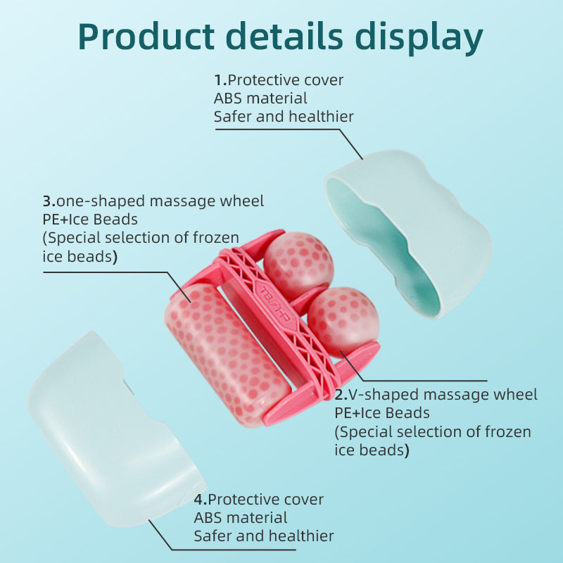 TBZHP BF01 frozen ice compress facial roller with dual massage balls, ABS material, 130g, product size 9x8.8x3.7cm