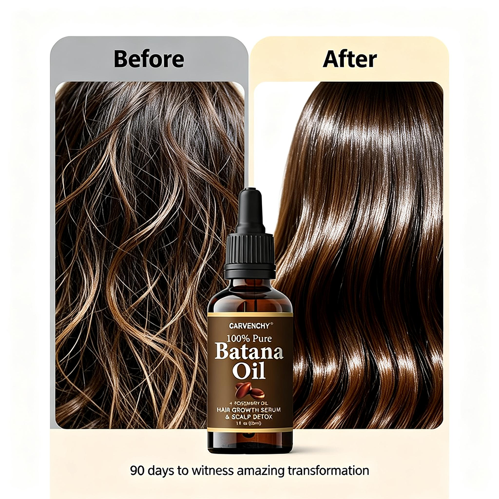CARVENCHY 100% Pure Batana Oil with Rosemary Oil, Hair Growth Serum & Scalp Detox, 30ml dropper bottle with packaging