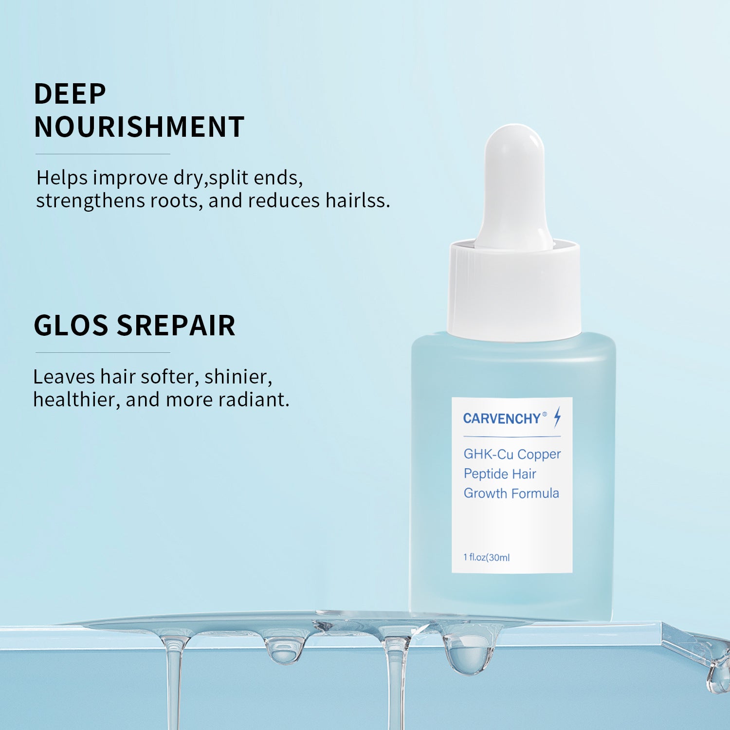 CARVENCHY GHK-Cu Copper Peptide Hair Growth Formula Serum 30ml - Nourishes scalp, strengthens hair follicles and reduces hair loss