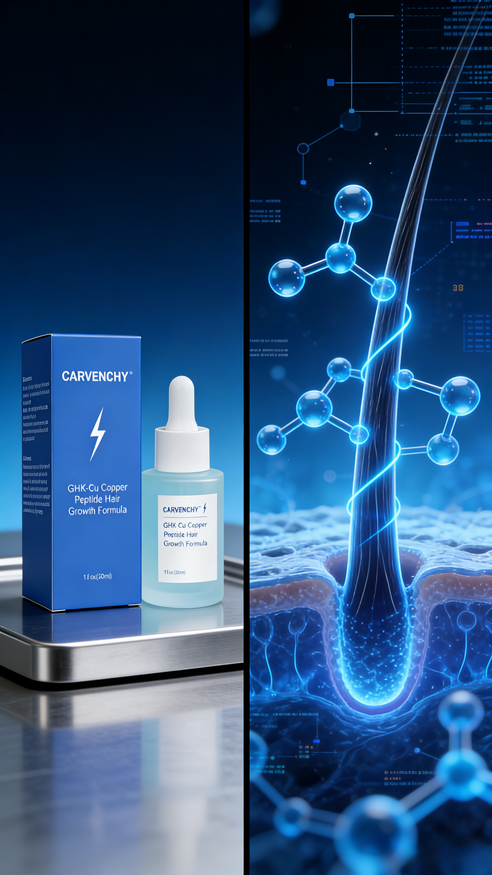 CARVENCHY GHK-Cu Copper Peptide Hair Growth Formula Serum 30ml - Nourishes scalp, strengthens hair follicles and reduces hair loss
