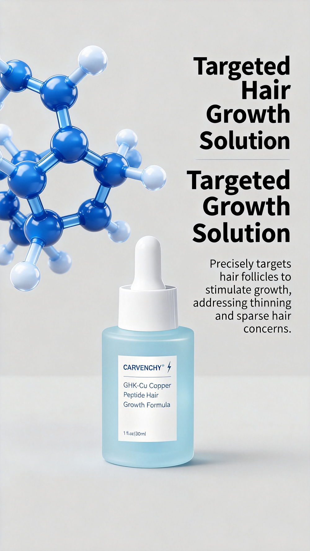 CARVENCHY GHK-Cu Copper Peptide Hair Growth Formula Serum 30ml - Nourishes scalp, strengthens hair follicles and reduces hair loss
