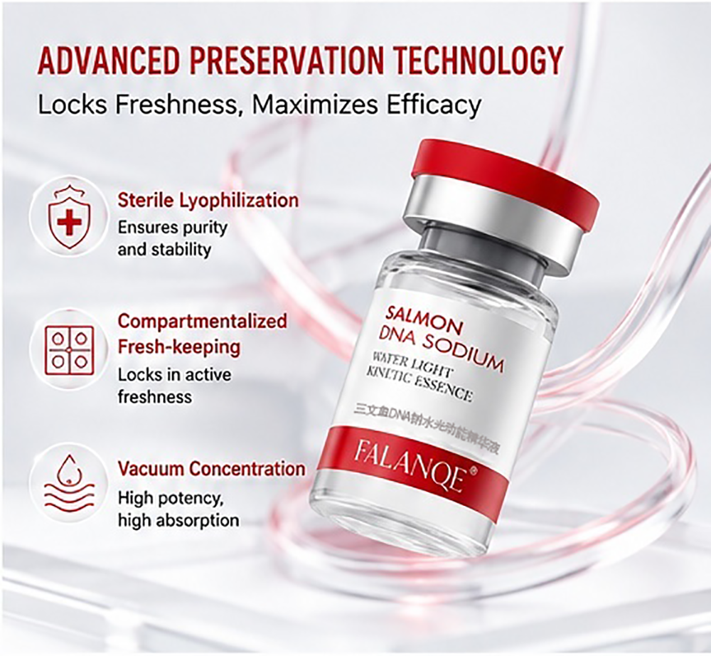 FALANQE Salmon DNA Sodium Water Light Kinetic Essence - Anti-wrinkle firming serum for deep hydration, plump skin and smooth fine lines