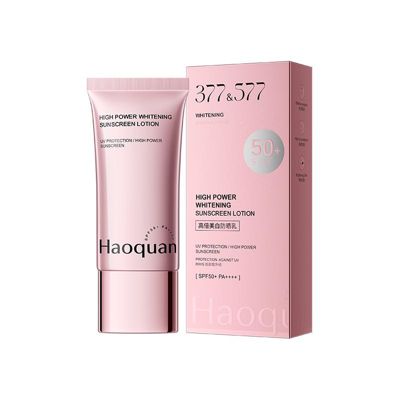 FORISE Beauty 377&577 High Power Whitening Sunscreen Lotion SPF50+ PA++++ in pink packaging