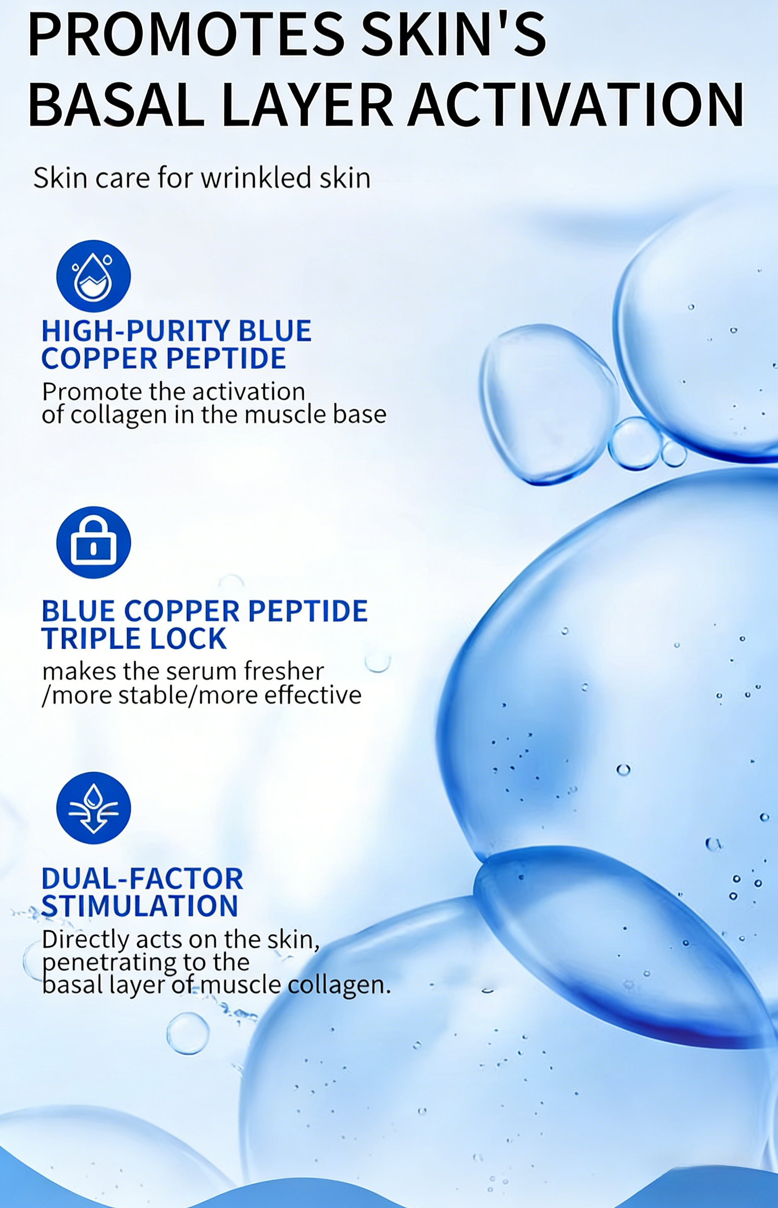 FORISE Beauty Blue Copper Peptide Firming & Rejuvenating Essence Serum 30ml – anti-aging dropper bottle with box
