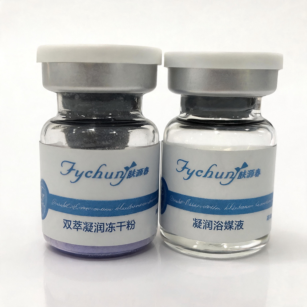 Fychung Double Essence Moisturizing Freeze-Dried Powder Serum Set - 4-piece ampoule kit in holographic silver gift box