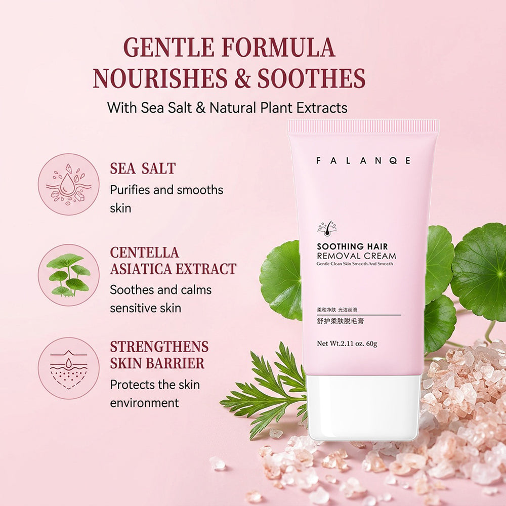 FORISE Beauty Soothing Hair Removal Cream 60g - Gentle depilatory cream in pink tube for smooth, hair-free skin