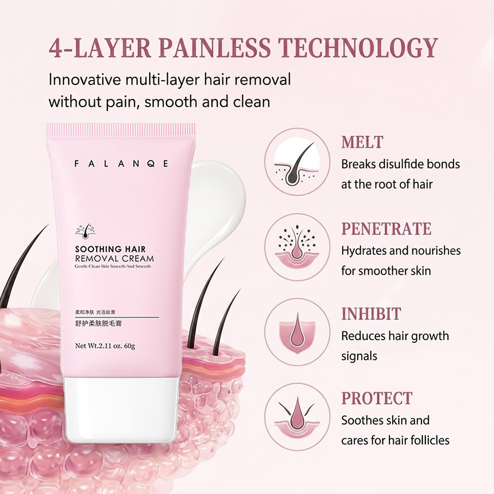 FORISE Beauty Soothing Hair Removal Cream 60g - Gentle depilatory cream in pink tube for smooth, hair-free skin
