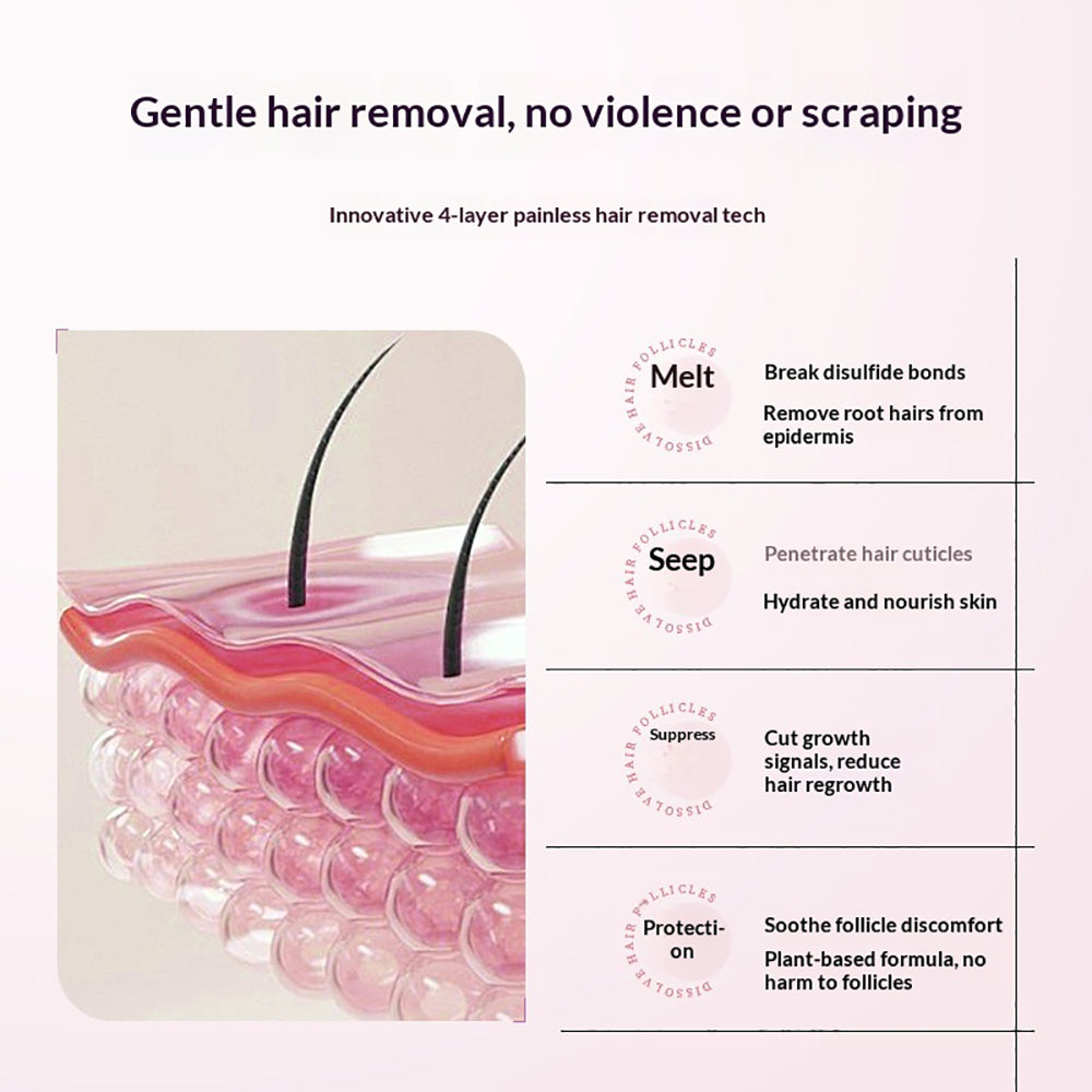 FORISE Beauty Soothing Hair Removal Cream 60g - Gentle depilatory cream in pink tube for smooth, hair-free skin