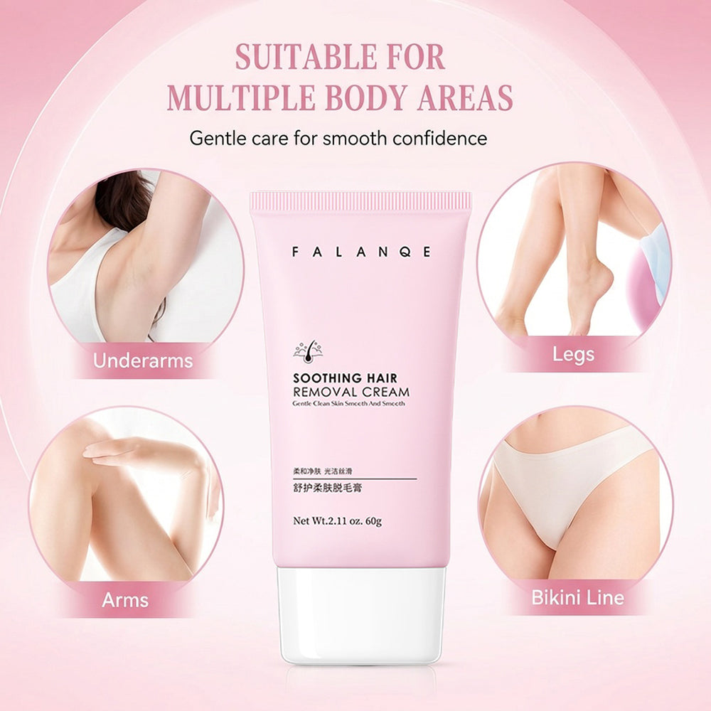 FORISE Beauty Soothing Hair Removal Cream 60g - Gentle depilatory cream in pink tube for smooth, hair-free skin