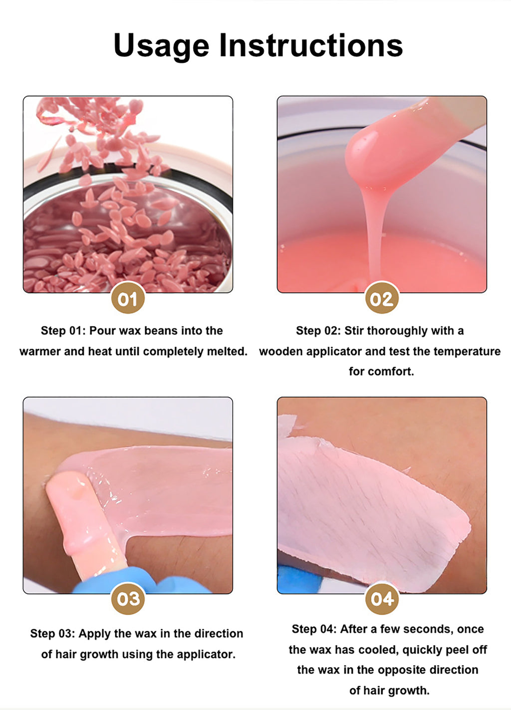 Hard Wax Beans Natural Resin Kit Hair Removal Fast Easy Home Use Suitable for Legs Arms Face Natural Resin