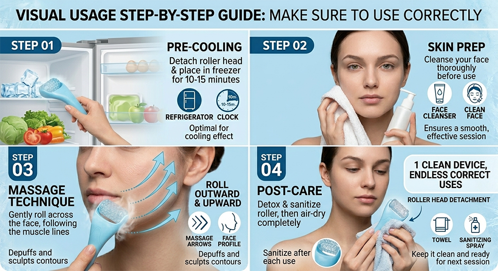 Facial Ice Roller for Jawline Lift  Slimming Enhance Skincare Penetration Reusable Handle Roller