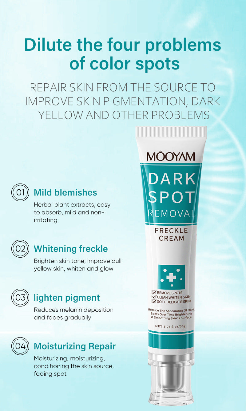 MOOYAM Dark Spot Removal Freckle Cream - Reduces dark spots, fades freckles and evens skin tone for a clearer, brighter complexion