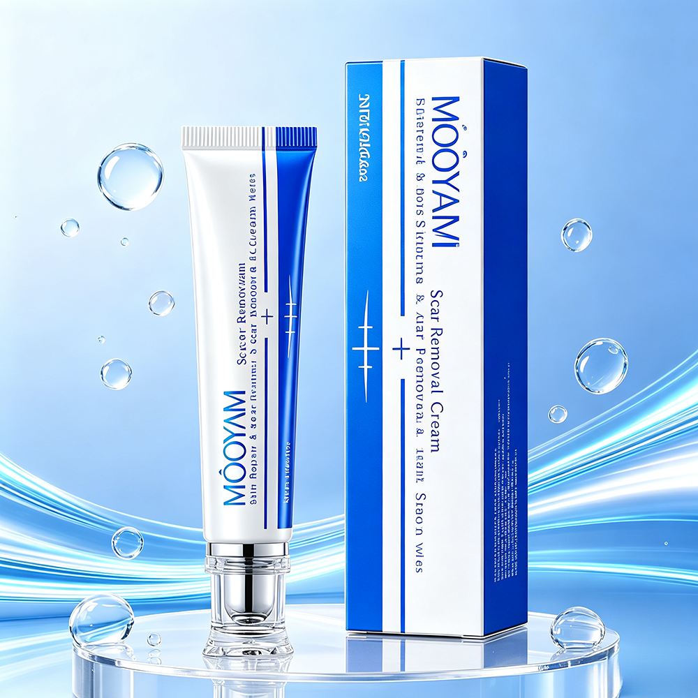 MOOYAM Scar Removal Cream tube and box, Skin Repair & Scar Remover & Acne Treatment & Fade Stretch Marks, 1.06 fl oz