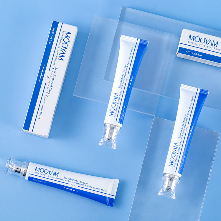 MOOYAM Scar Removal Cream tube and box, Skin Repair & Scar Remover & Acne Treatment & Fade Stretch Marks, 1.06 fl oz