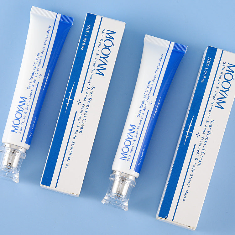 MOOYAM Scar Removal Cream tube and box, Skin Repair & Scar Remover & Acne Treatment & Fade Stretch Marks, 1.06 fl oz