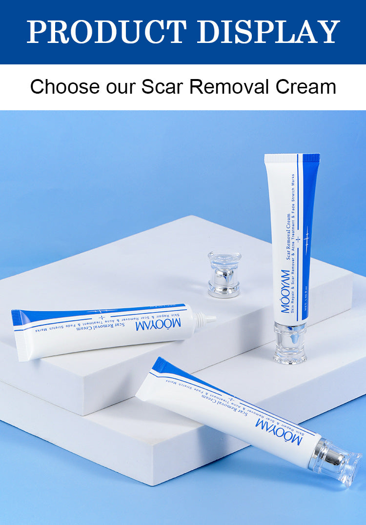 MOOYAM Scar Removal Cream tube and box, Skin Repair & Scar Remover & Acne Treatment & Fade Stretch Marks, 1.06 fl oz