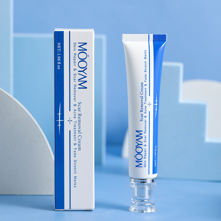 MOOYAM Scar Removal Cream tube and box, Skin Repair & Scar Remover & Acne Treatment & Fade Stretch Marks, 1.06 fl oz