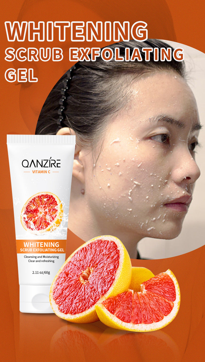 QANZÍRE Vitamin C Whitening Scrub Exfoliating Gel with Centella & Matrine Extract 60g - Cleanses pores, removes dead skin and brightens for smooth, refreshed skin