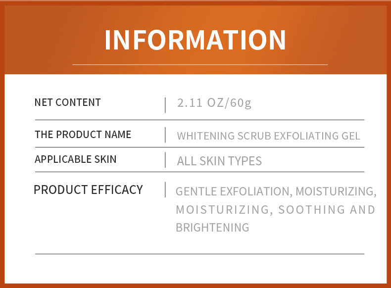 QANZÍRE Vitamin C Whitening Scrub Exfoliating Gel with Centella & Matrine Extract 60g - Cleanses pores, removes dead skin and brightens for smooth, refreshed skin