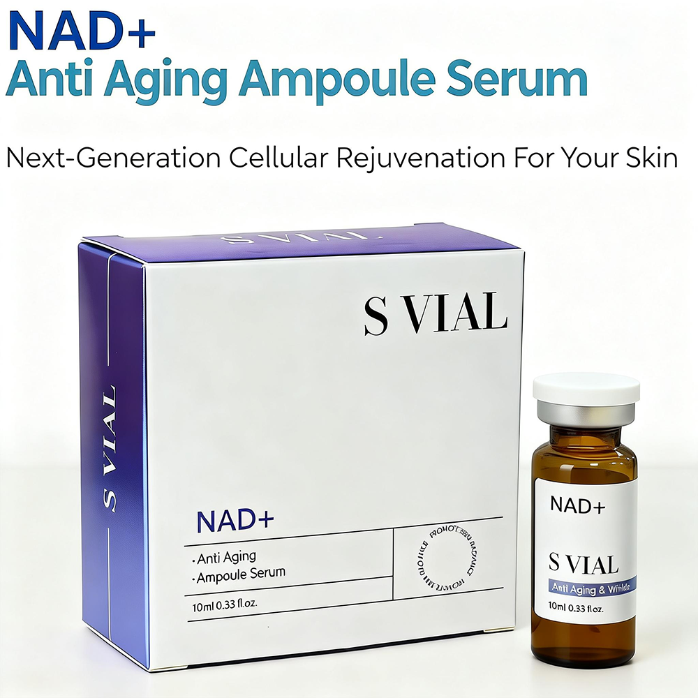 S VIAL NAD+ Anti Aging Ampoule Serum 10ml, Next-Generation Cellular Rejuvenation, with box packaging